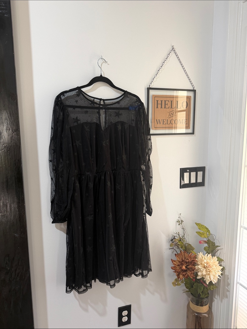 torrid Black Star Mesh Long Sleeve Dress